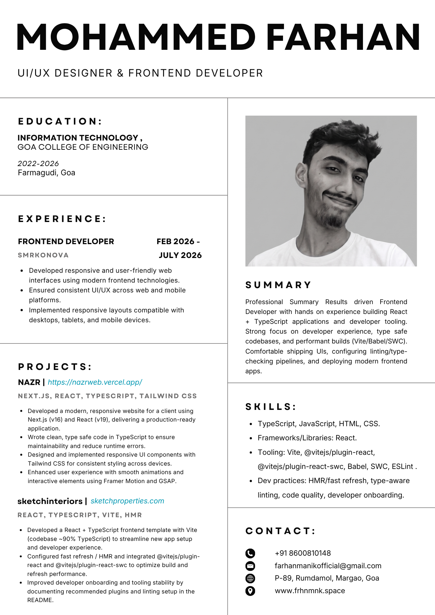 Mohammed Farhan Resume